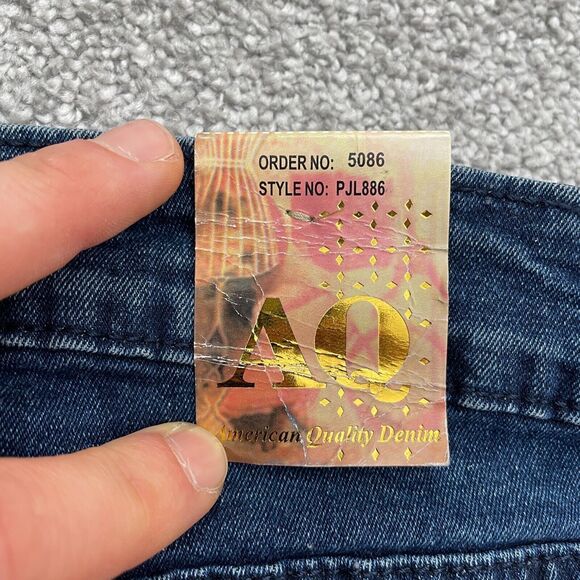 American Quality High Rise Denim Jeans Juniors 13 Dark Blue Distressed 30x30 NWT - Picture 14 of 15